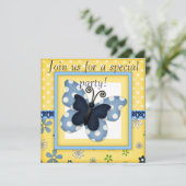 デニムバタフライ誕生日招待状のお知らせ 招待状 (スタンド正面)