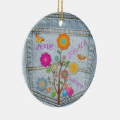 デニムバックポケット花ピースラブホープオーナメント セラミックオーナメント (右)