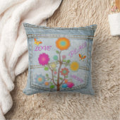 デニムバックポケット花平和ラブホープ枕 クッション (ブランケット)