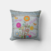 デニムバックポケット花平和ラブホープ枕 クッション (正面)