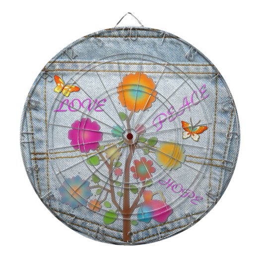 デニムバックポケット花平和ラブホープ ダーツボード (正面)