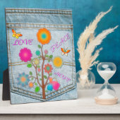 デニムバックポケット花平和ラブホープ フォトプラーク (側面)