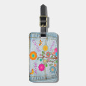 デニムバックポケット花平和ラブホープ ラゲッジタグ (正面縦)