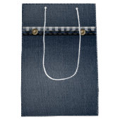 デニムバッグ、ブルーデニム誕生日パーティー抱き枕 ミディアムペーパーバッグ (裏面)