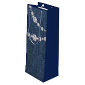 デニムバッグ，ブルーデニム誕生日パーティー抱き枕 ワインギフトバッグ (裏面アングル)