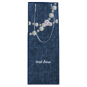 デニムバッグ，ブルーデニム誕生日パーティー抱き枕 ワインギフトバッグ (正面)