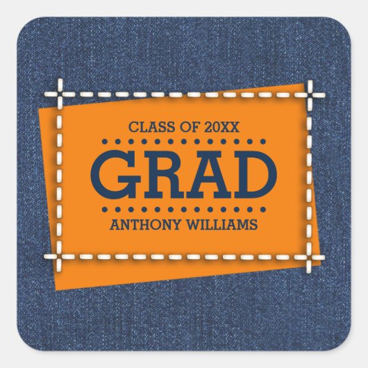 デニムパターンカスタム卒業 スクエアシール (正面)