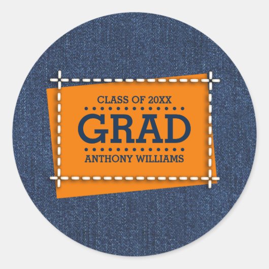 デニムパターンカスタム卒業 ラウンドシール (正面)