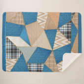 デニムパッチワーク シェルパブランケット (正面(横))