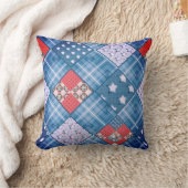 デニムパッチワーク，パッチワーク，テキスタイル，青いパターン クッション (ブランケット)