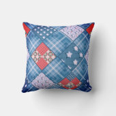 デニムパッチワーク，パッチワーク，テキスタイル，青いパターン クッション (裏面)