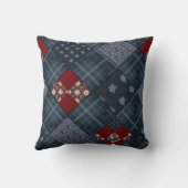 デニムパッチワーク,パッチワーク,テキスタイル,青いパターン クッション (裏面)