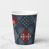 デニムパッチワーク，パッチワーク，テキスタイル，青いパターン 紙コップ (裏面)