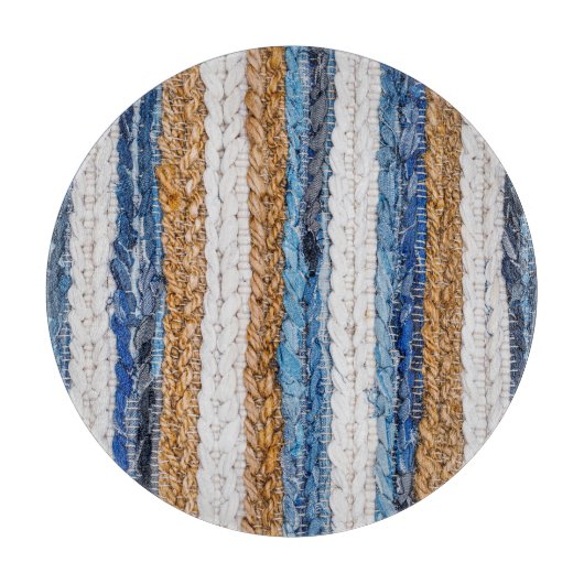 デニムパッチワーク：リサイクルジーンズの敷物。 カッティングボード (正面)