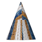 デニムパッチワーク：リサイクルジーンズの敷物。 パーティーハット (裏面)