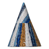 デニムパッチワーク：リサイクルジーンズの敷物。 パーティーハット (右)