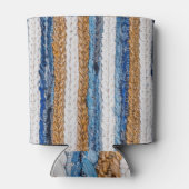 デニムパッチワーク:リサイクルジーンズの敷物。 缶クーラー (裏面)