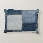 デニムパッチワーク：ヴィンテージテキスタイル アクセントクッション (裏面)