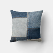 デニムパッチワーク:ヴィンテージテキスタイル クッション (裏面)