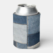 デニムパッチワーク：ヴィンテージテキスタイル 缶クーラー (缶正面)