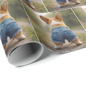 デニムパンツを履いたコルギドッグ ラッピングペーパー (ロールコーナー)