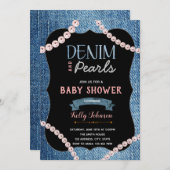 デニムパールスベビーシャワー招待状 招待状 (正面/裏面)