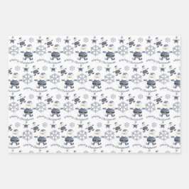 デニムファッションクリスマスサンタパターン ラッピングペーパーシート