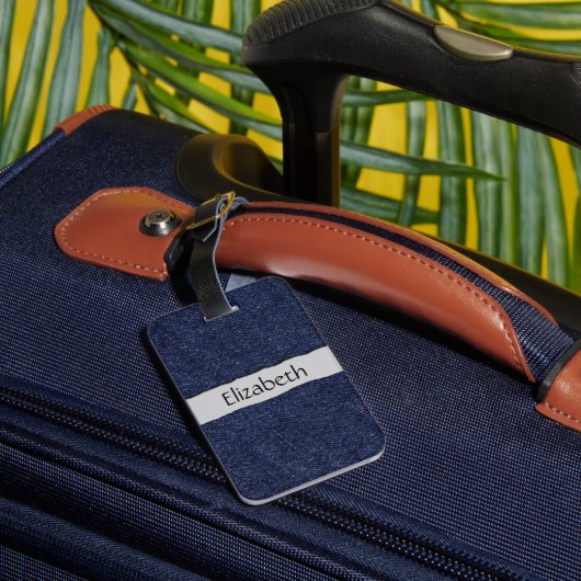 デニムファブリック、デニムテクスチャ、ブルーデニム、お名前 ラゲッジタグ (裏面インサイチュ3)