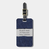 デニムファブリック、デニムテクスチャ、ブルーデニム、お名前 ラゲッジタグ (正面縦)