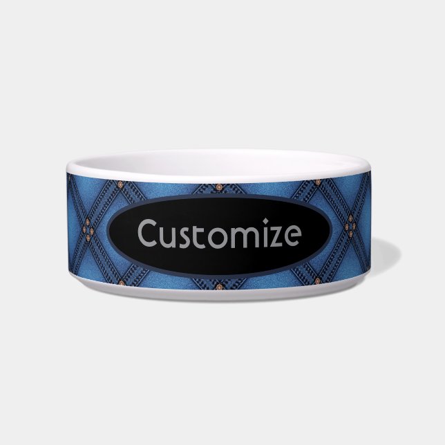 デニムフェイクテクスチャペット ボウル (正面)