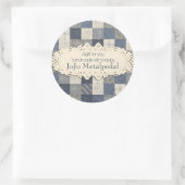 デニムフェイクブルークリームキルティングキルターパターン ラウンドシール (バッグ)