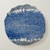 デニムフレーム。縁のある裂け目のデニム生地 ラウンドクッション (裏面)