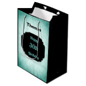 デニムブルーとブラック30歳の誕生日 ミディアムペーパーバッグ (正面アングル)