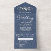 デニムブルーとホワイトのトリフォールド(3つ折り) 招待状にRSVP(返信はがき)付き オールインワン招待状 (内側)