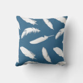 デニムブルーのホワイトフェザープリント クッション (裏面)