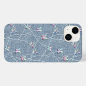 デニムブルーのリネン地に描かれた水彩風の蝶々 Case-Mate iPhoneケース (裏面 (横))