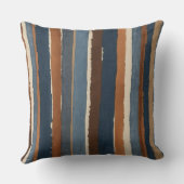 デニムブルーの銅と茶色のストライプ クッション (裏面)