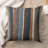 デニムブルーの銅と茶色のストライプ クッション (ブランケット)