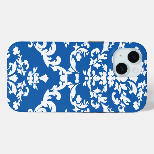 デニムブルーはっきりしたダマスク@エムポリオモファ Case-Mate iPhoneケース (裏面 (横))