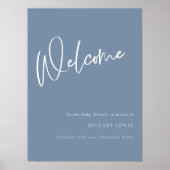 デニムブルーほこりっぽい赤ちゃんシャワー歓迎ポスターサイン ポスター (正面)