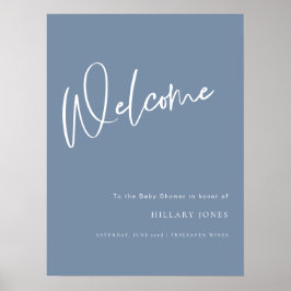 デニムブルーほこりっぽい赤ちゃんシャワー歓迎ポスターサイン ポスター