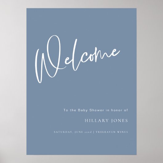 デニムブルーほこりっぽい赤ちゃんシャワー歓迎ポスターサイン ポスター (正面)