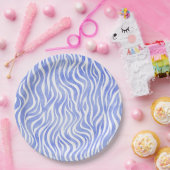 デニムブルーウォーターカラーゼブラプリント ペーパープレート (パーティー)