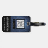 デニムブルーグリッタービジネスカスタムロゴID IT Tech ラゲッジタグ (裏面横)