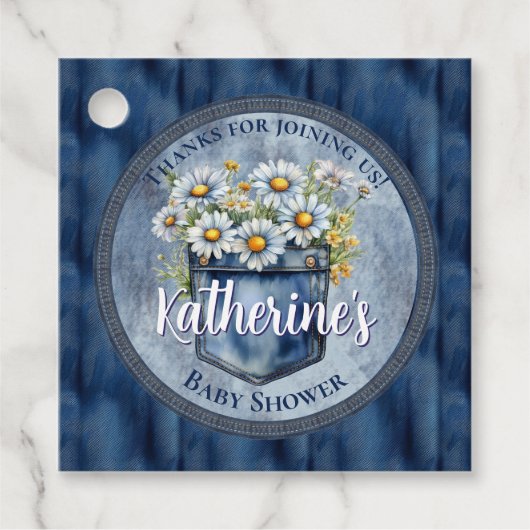 デニムブルージャン | デイジーフローラベビーシャワー フェイバータグ (正面)