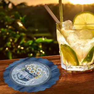 デニムブルージャン デイジーフローラベビーシャワー ペーパーコースター