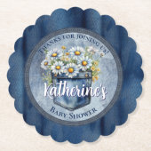 デニムブルージャン | デイジーフローラベビーシャワー ペーパーコースター (正面)