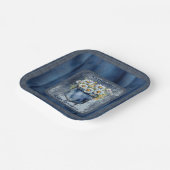 デニムブルージャン | デイジーフローラベビーシャワー ペーパープレート (傾斜あり)