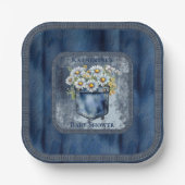 デニムブルージャン | デイジーフローラベビーシャワー ペーパープレート (正面)