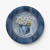 デニムブルージャン | デイジーフローラベビーシャワー ペーパープレート (正面)